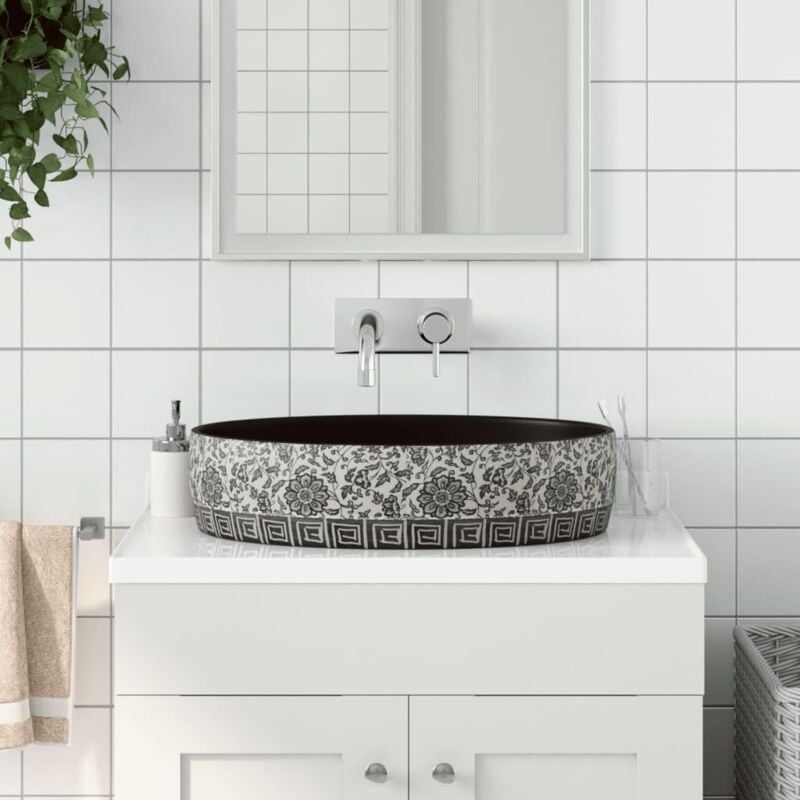 foto del prodotto lavabo da appoggio nero e blu ovale 56,5x36,5x13,5 cm ceramica vidaxl