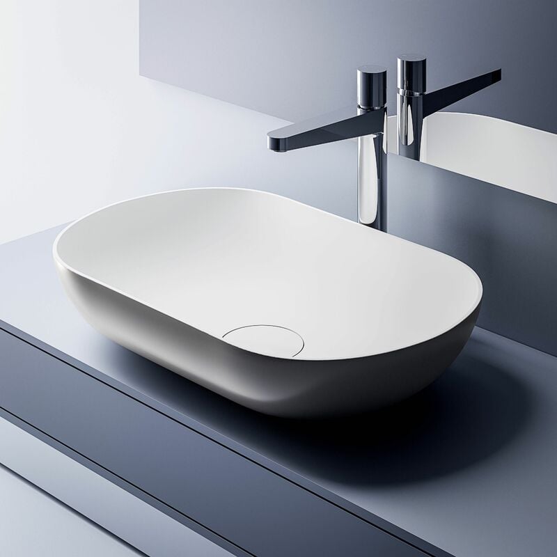 foto del prodotto lavabo da appoggio o 541 di colata minerale solid stone bianco opaco o grigio bianco opaco 54 x 34 x 13 cmgrigio bianco