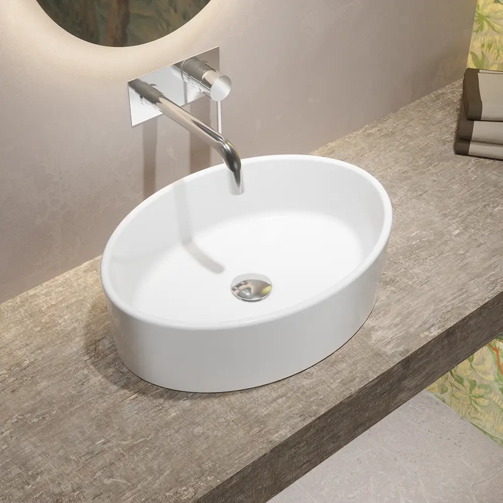 foto del prodotto lavabo da appoggio ovale 51,5x41x14 cm bianco