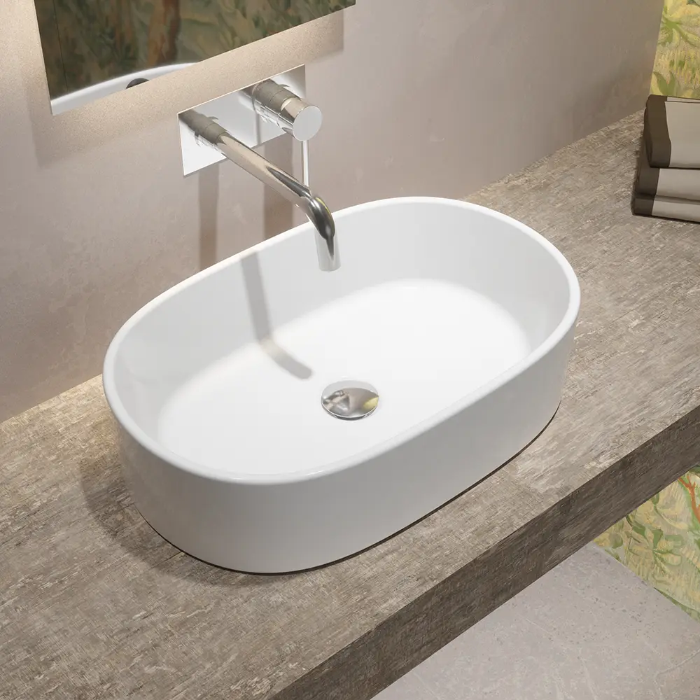 foto del prodotto lavabo da appoggio ovale 57x36,5x15 cm bianco