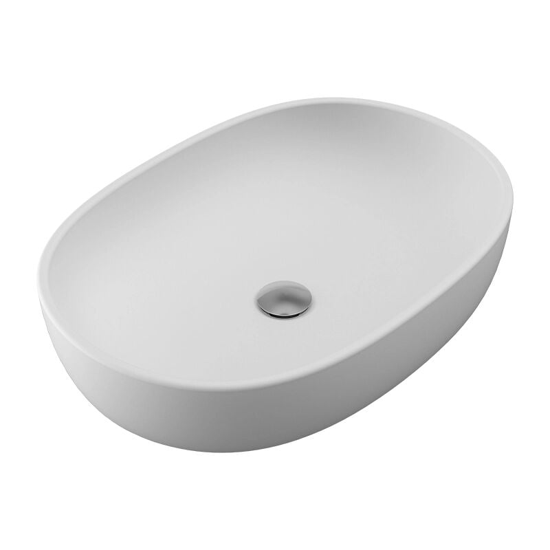 foto del prodotto lavabo da appoggio ovale 60x43x14,5 cm bianco opaco