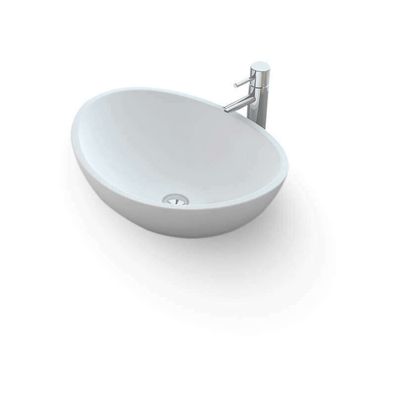 foto del prodotto lavabo da appoggio ovale solid surface 42 cm ovea