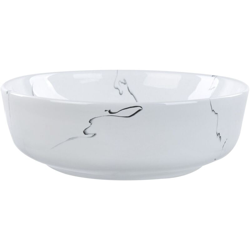 foto del prodotto lavabo da appoggio per bagno ceramica effetto marmo 42 cm bianco hopi