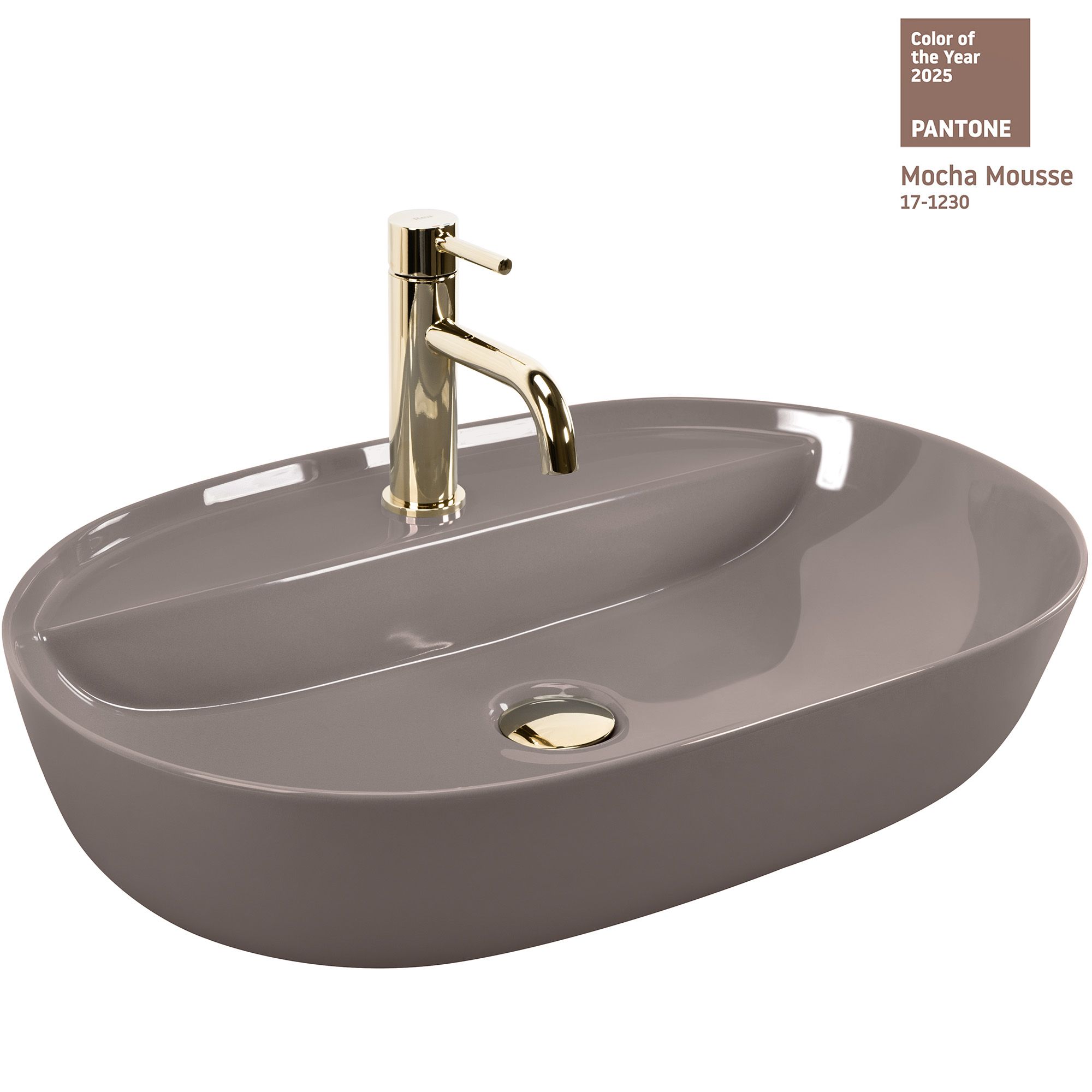 foto del prodotto lavabo da appoggio rea aura 61 beige shiny