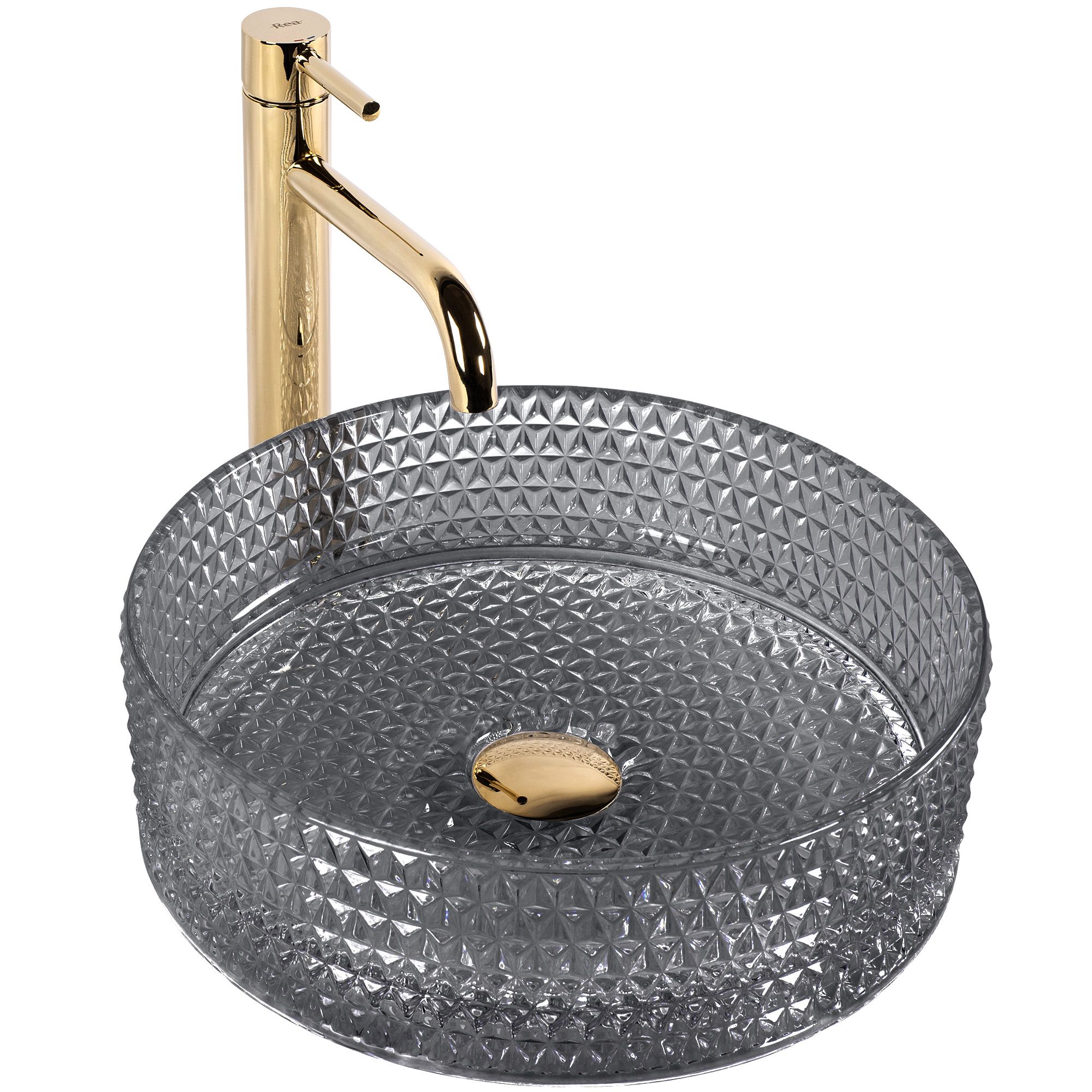 foto del prodotto lavabo da appoggio rea cristal black 35
