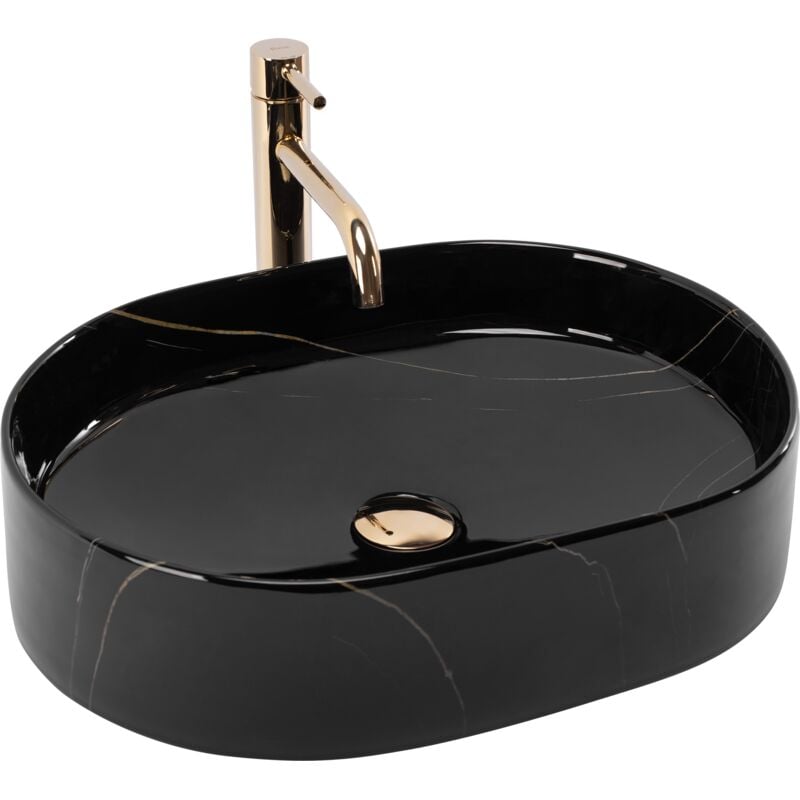 foto del prodotto lavabo da appoggio rea nadia 50 black stone