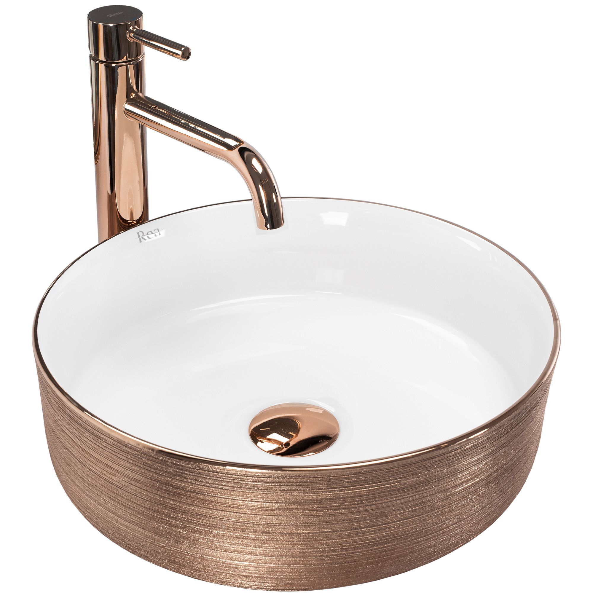 foto del prodotto lavabo da appoggio rea sami brush rose gold