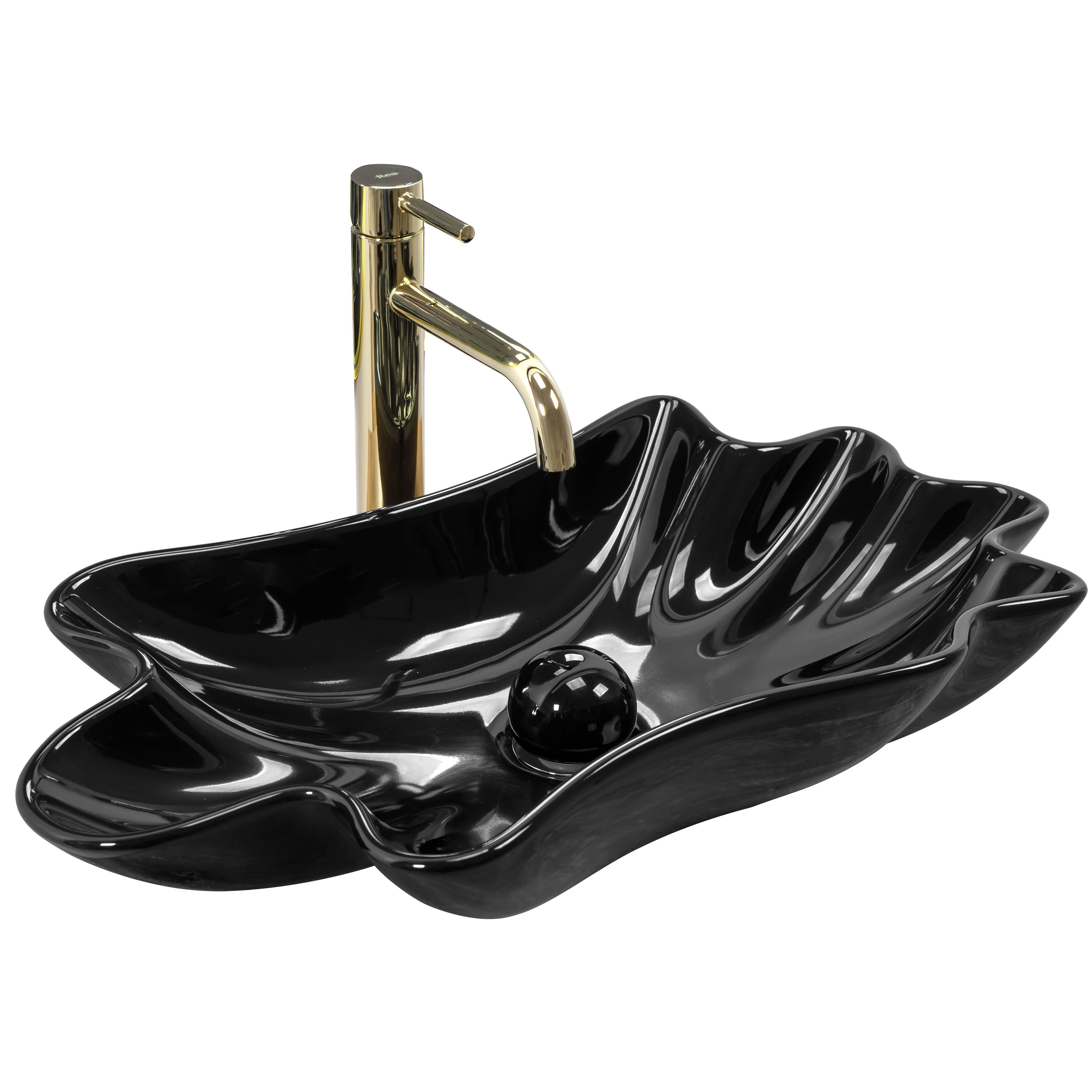 foto del prodotto lavabo da appoggio rea sea black + tappo click-clack