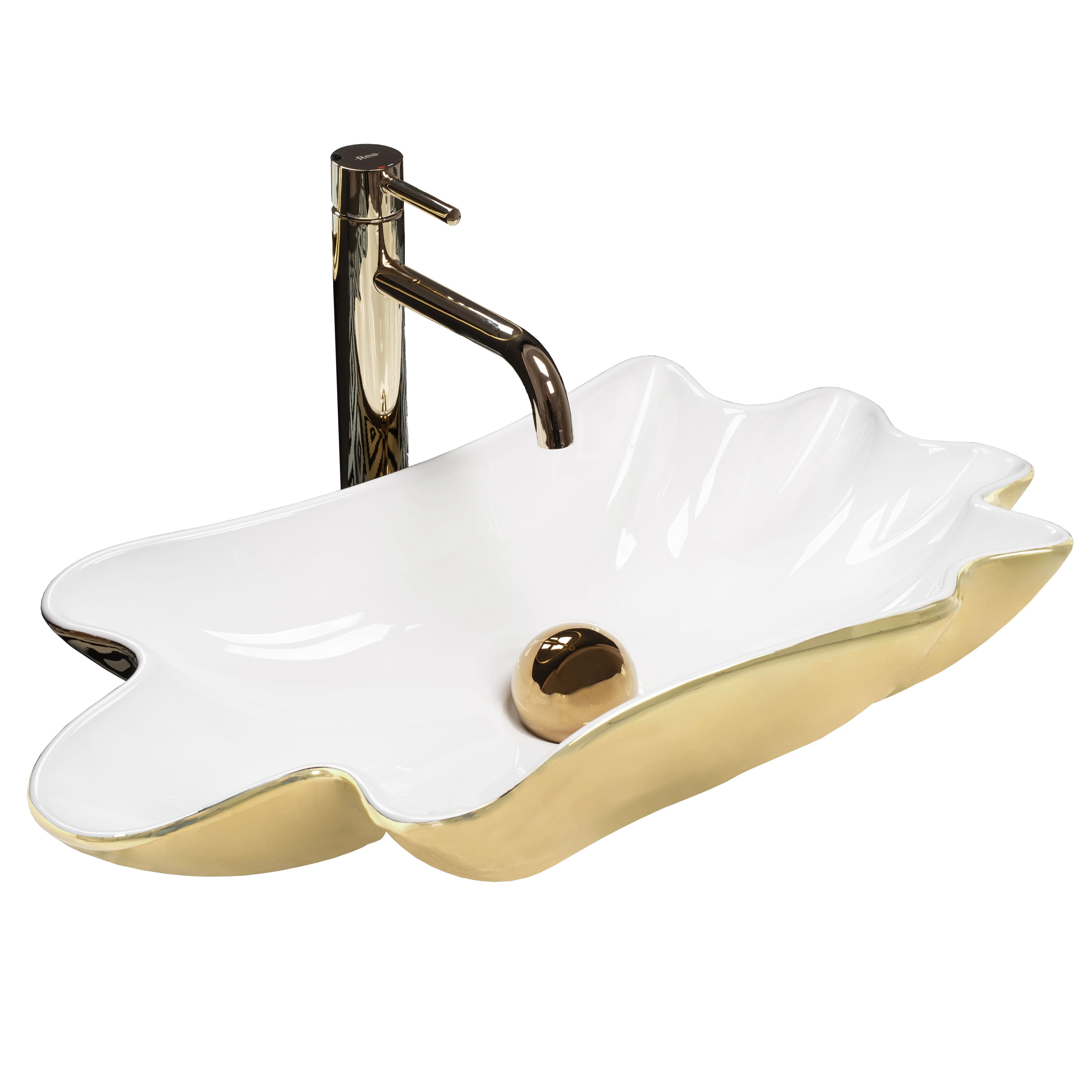 foto del prodotto lavabo da appoggio rea sea white gold tappo click clack