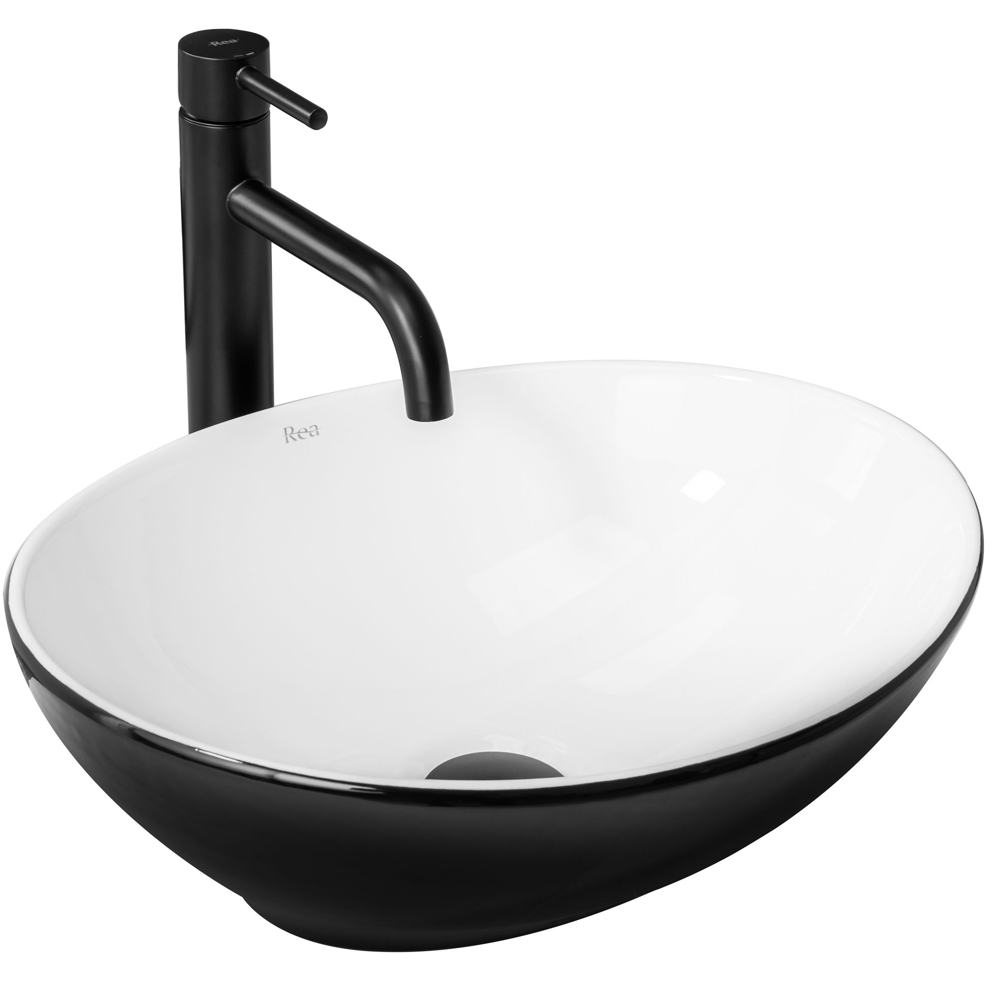 foto del prodotto lavabo da appoggio rea sofia white black