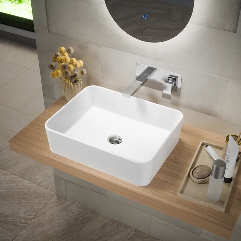 foto del prodotto lavabo da appoggio rettangolare 48x37x13,5 cm bianco lucido mod. caspio