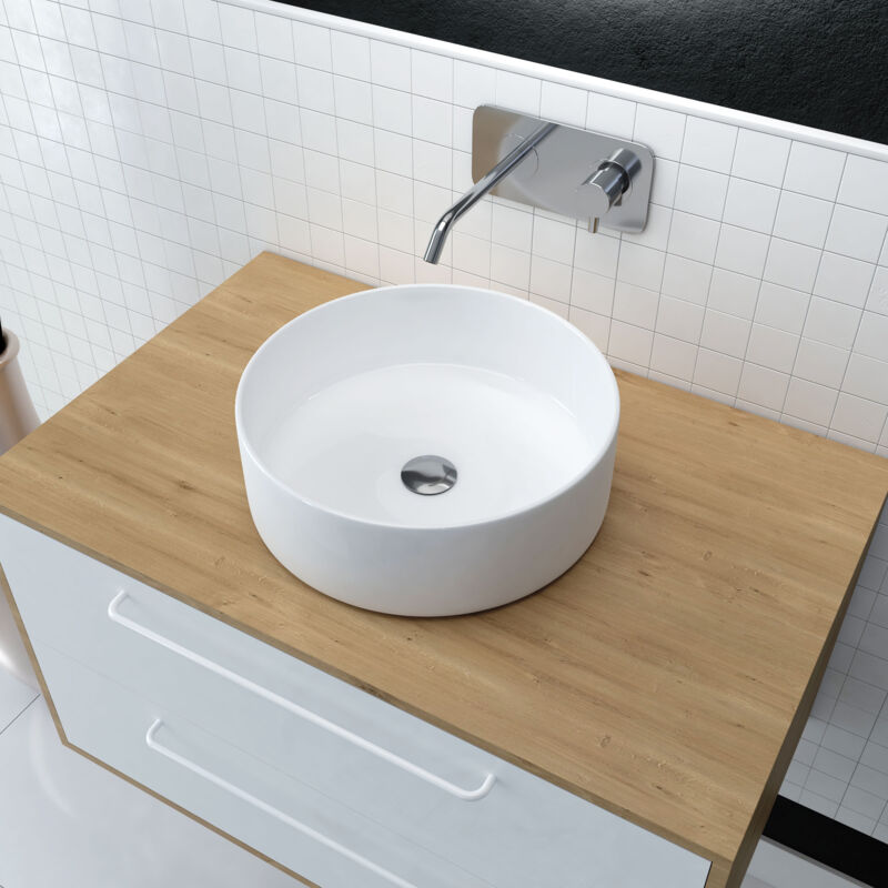 foto del prodotto lavabo da appoggio rotondo in ceramica diametro 36 cm altezza 11,5 cm pop round