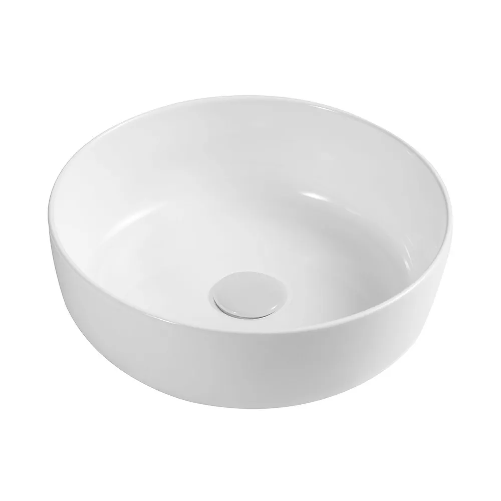 foto del prodotto lavabo da appoggio tondo 33 cm bianco lucido in ceramica zelos