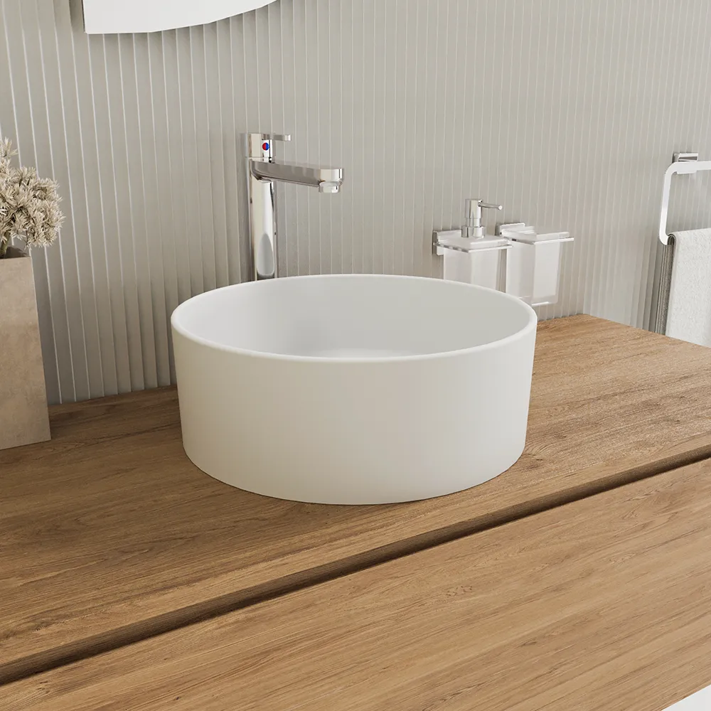 foto del prodotto lavabo da appoggio tondo 37,5x37,5x13,5 bianco opaco tirreno