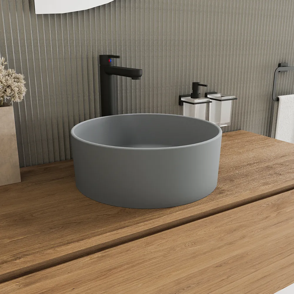 foto del prodotto lavabo da appoggio tondo 37,5x37,5x13,5 grigio tirreno