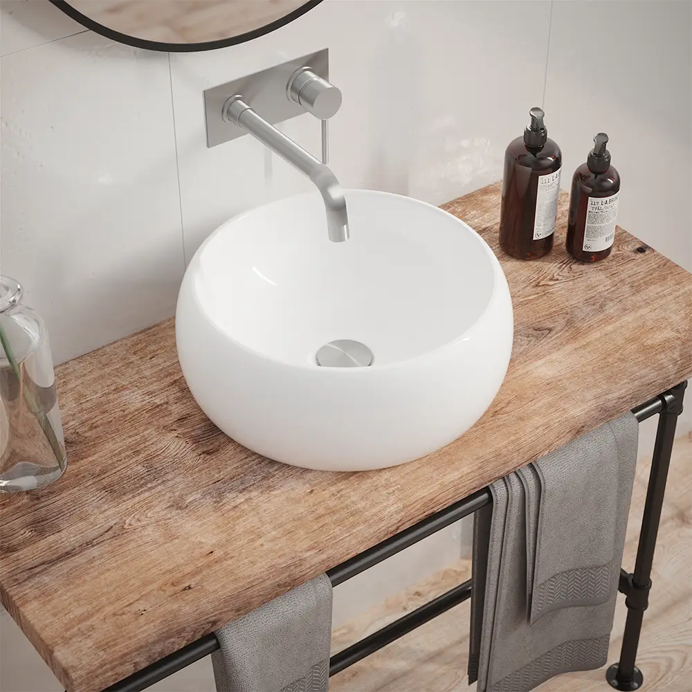 foto del prodotto lavabo da appoggio tondo 40x40x15,5 cm bianco