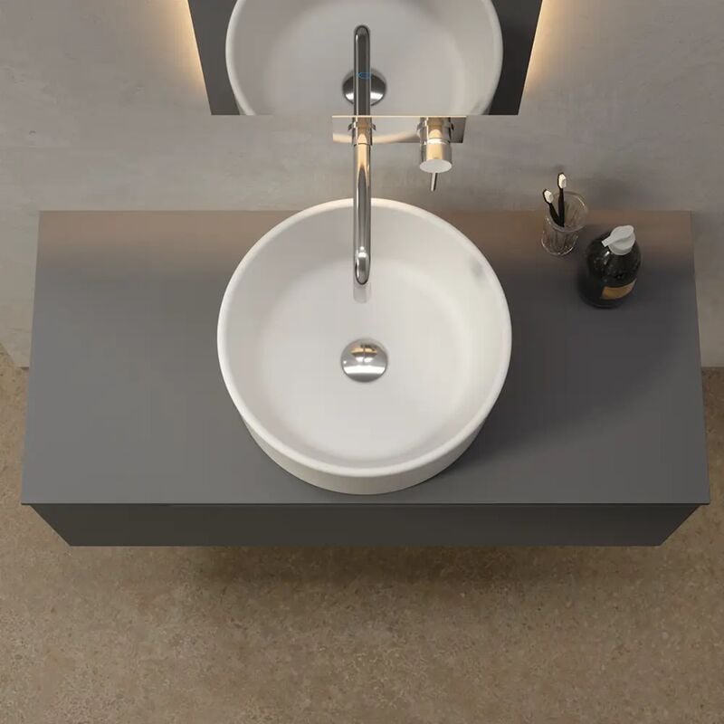 foto del prodotto lavabo da appoggio tondo 41x41x15,5 cm bianco opaco