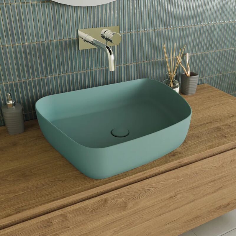 foto del prodotto lavabo da appoggio tondo 55,5x44x14 carta da zucchero opaco mod. persico