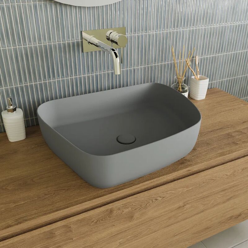 foto del prodotto lavabo da appoggio tondo 55,5x44x14 grigio opaco mod. persico