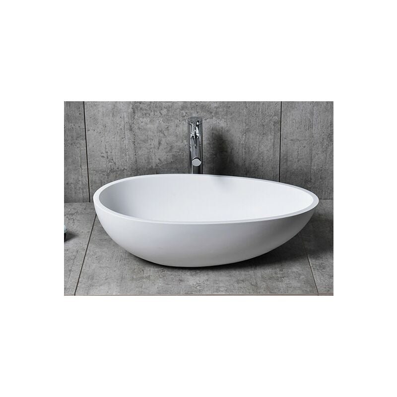 foto del prodotto lavabo da appoggio twa65 di colata minerale pure acrylic bianco o nero 60x35x16cm bianco lucido , senza piletta pop up, senza coperchio