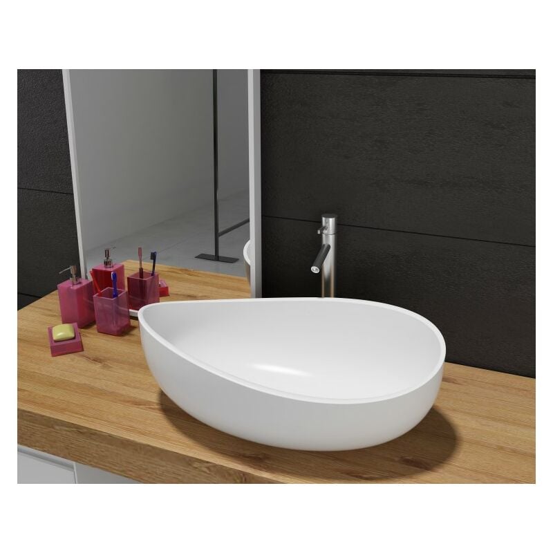 foto del prodotto lavabo da appoggio wave pb2001, in colata minerale pure acrylic 60x37x21cm bianco opaco o lucido