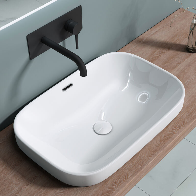 foto del prodotto lavabo da appoggio61.6x41.5x16.5cm, lavandino bagno in ceramica nano rivestimenti br ssel5082, bianco bianco doporro