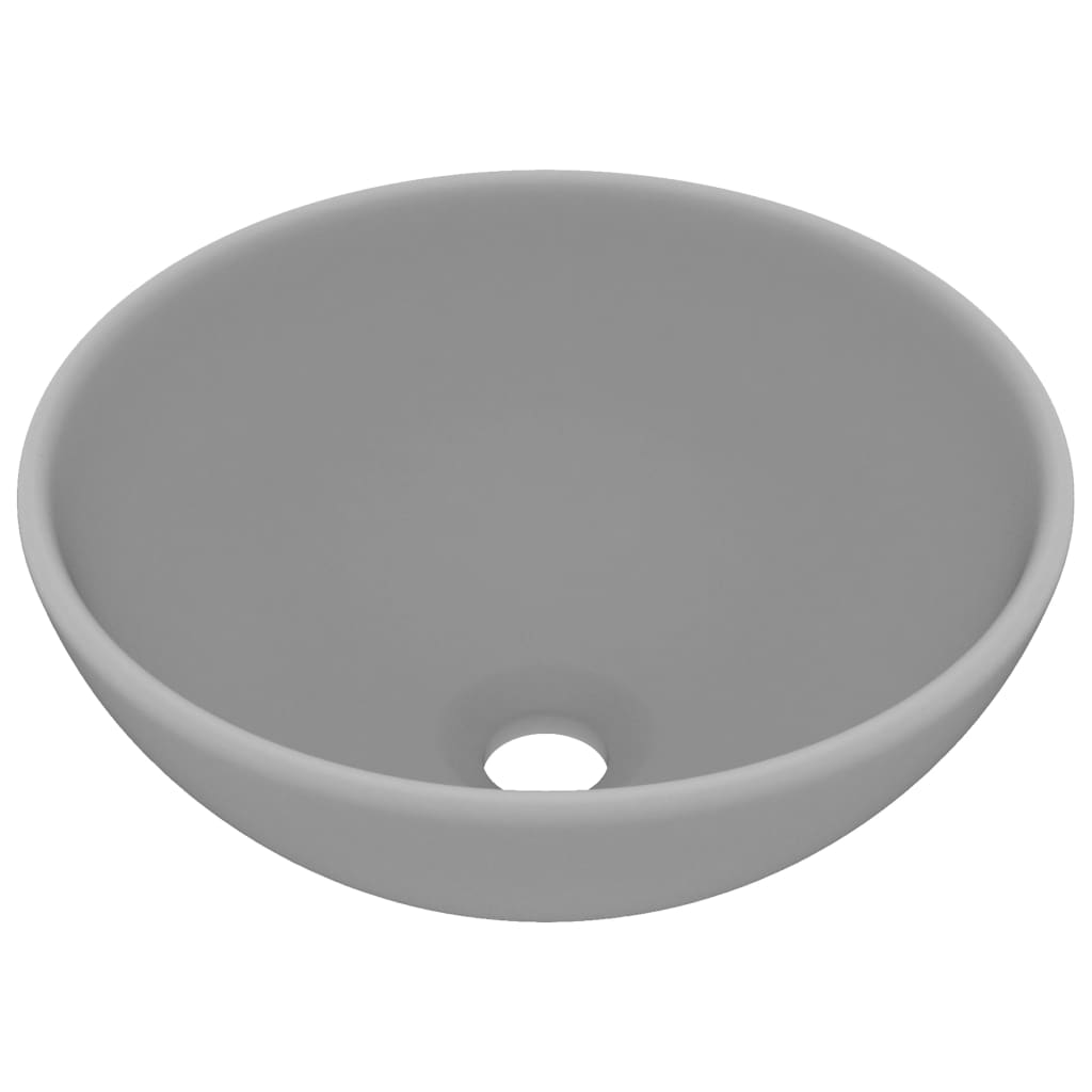 foto del prodotto lavabo da bagno rotondo di lusso lavabo diametro 32,5 cm in ceramica grigio chiaro opaco 02 0002713