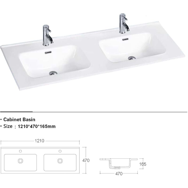 foto del prodotto lavabo da incasso 120 cm doppia vasca in ceramica bianca mod. civit