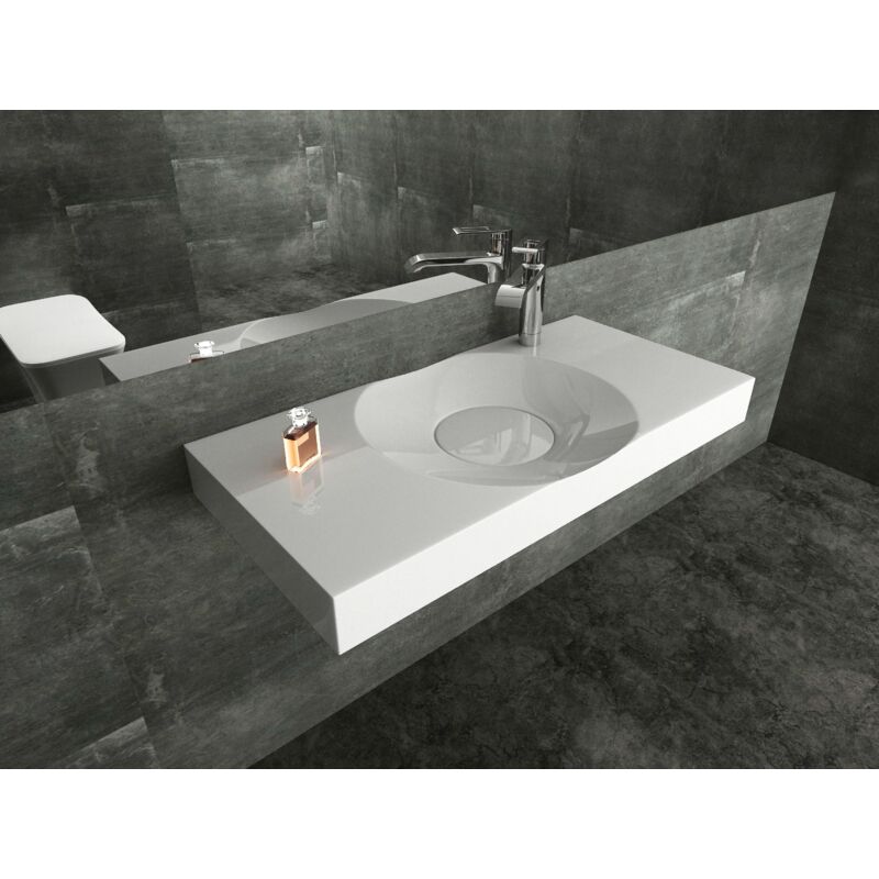 foto del prodotto lavabo design da appoggio o sospeso bs6059 bianco 100 x 48 x 10 cm