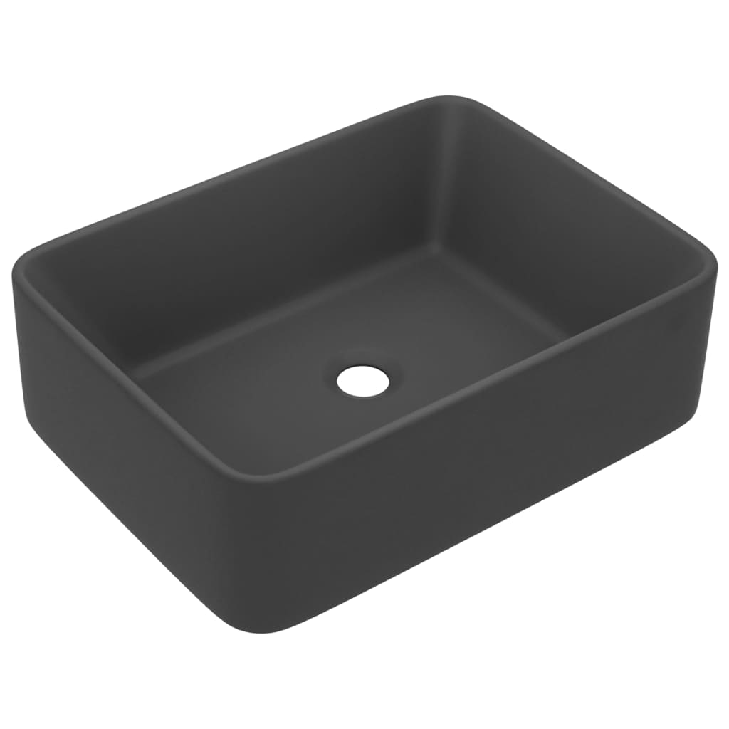 foto del prodotto lavabo di lusso da appoggio wc lavabo bagno stanza cosmetica rettangolare 41 x 30 cm ceramica grigio scuro opaco 02 0002791