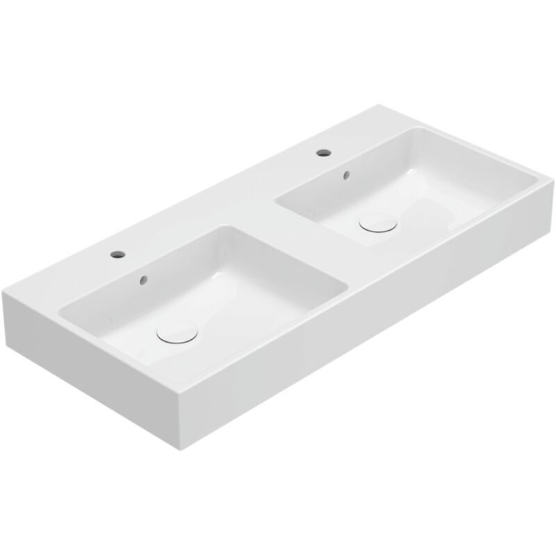 foto del prodotto lavabo doppio in ceramica 110x50 cm globo stone scq110bi bianco ceramica