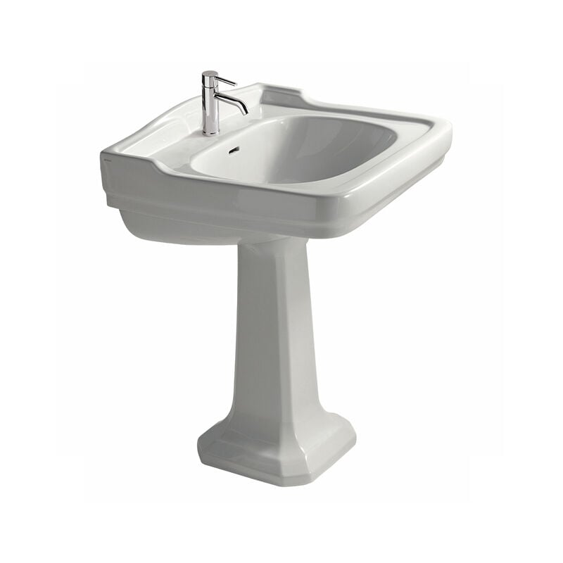 foto del prodotto lavabo ethos sospeso su colonna cm. 71x58 tre fori bianco lucido