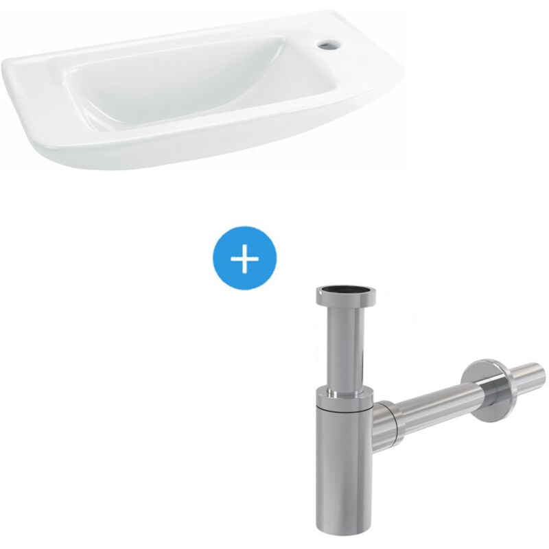 foto del prodotto lavabo eurovit 125 x 500 x 235 mm, bianco sifone alca in metallo cromato r421901 set ideal standard