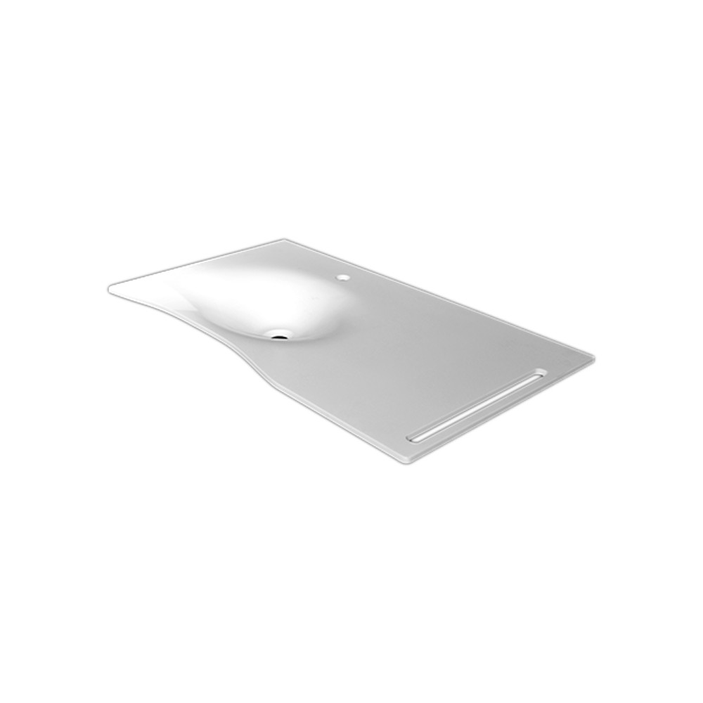 foto del prodotto lavabo flat cm 92 con staffa bianco, vasca a sinistra