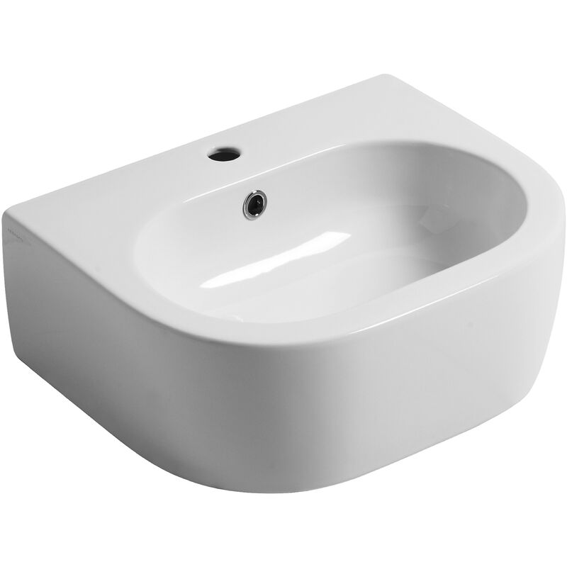 foto del prodotto lavabo flo sospeso appoggio cm. 50x40 in ceramica bianco lucido