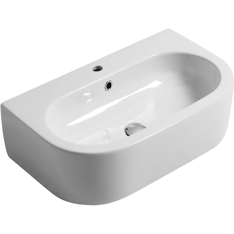 foto del prodotto lavabo flo sospeso appoggio cm. 70x42 in ceramica bianco lucido