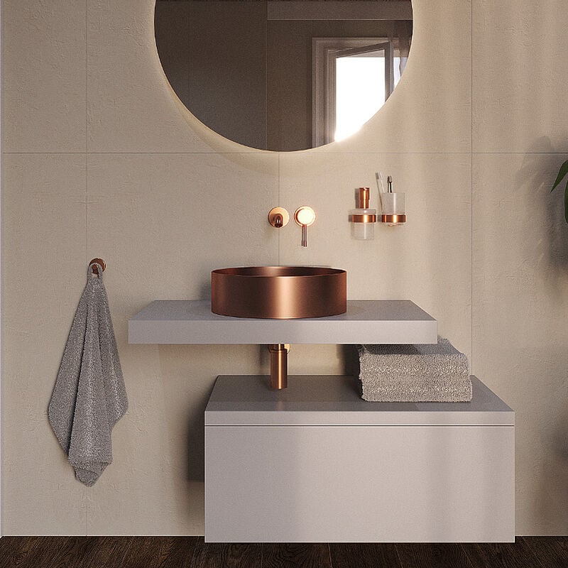 foto del prodotto lavabo freestanding aurum in acciaio inox, 38 x 38 x 11 cm senza troppopieno scarico, rame spazzolato sataur3838brg swiss aqua technologies
