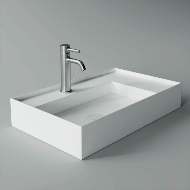 foto del prodotto lavabo hide appoggio cm. 65x40 rettangolare in ceramica bianco di