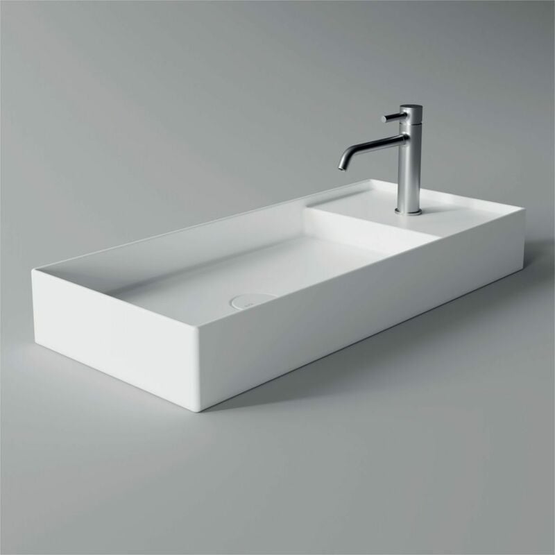 foto del prodotto lavabo hide appoggio cm. 85x37 rettangolare in ceramica bianco di