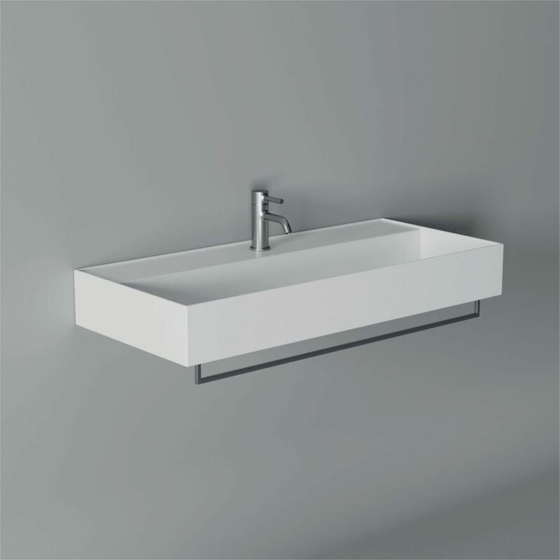 foto del prodotto lavabo hide sospeso cm. 100x45 rettangolare in ceramica bianco di