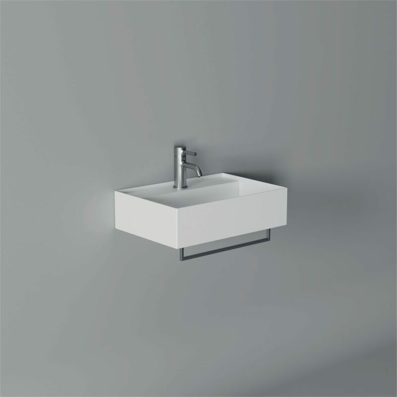 foto del prodotto lavabo hide sospeso cm. 50x35 rettangolare in ceramica bianco di