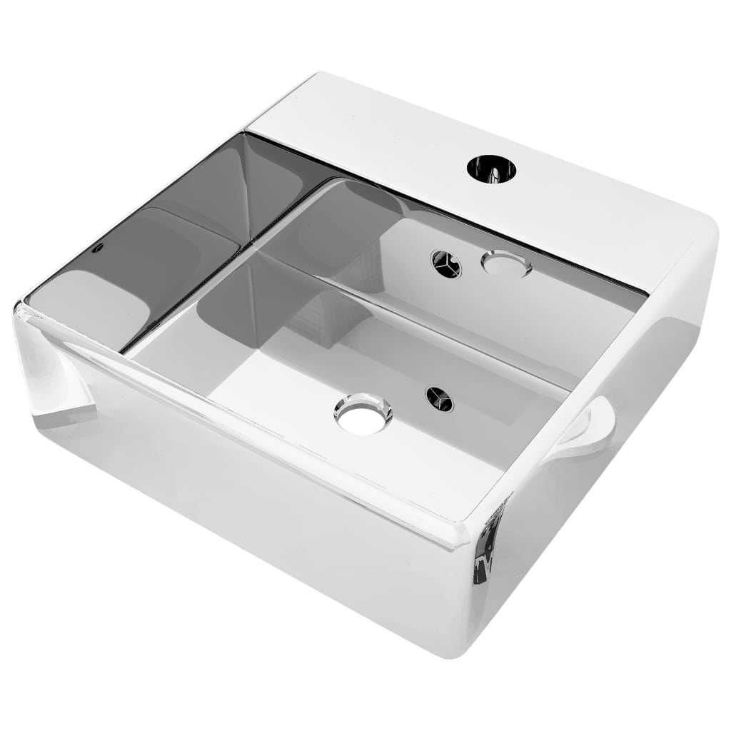 foto del prodotto lavabo lavabo da appoggio bagno interno cabina doccia wc con troppopieno 41 x 41 x 15 cm ceramica argento 02 0002582