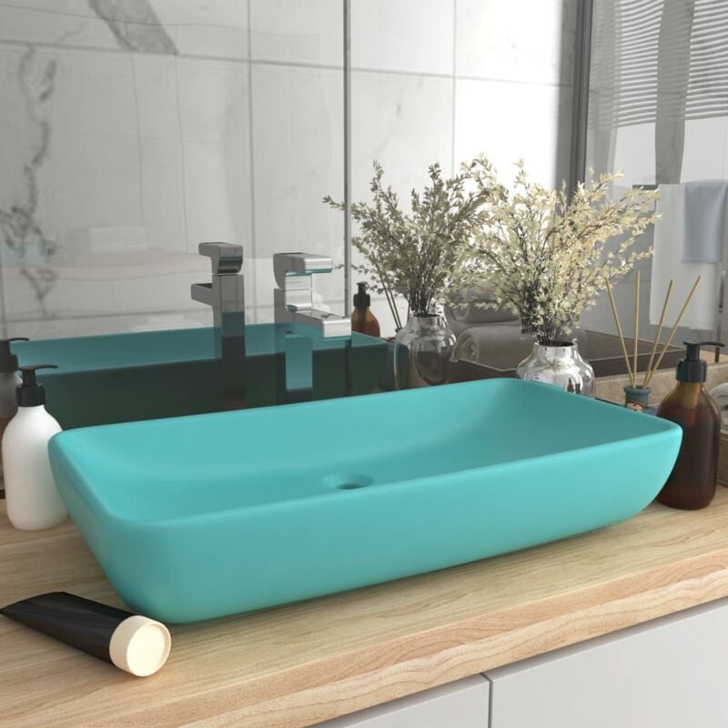 foto del prodotto lavabo lusso rettangolare verde chiaro opaco 71x38 cm ceramica vidaxl
