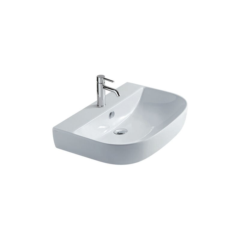 foto del prodotto lavabo m2 sospeso su colonna cm. 70x48 semicircolare in ceramica