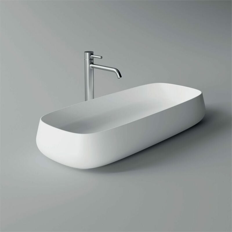 foto del prodotto lavabo nur appoggio sospeso 80x35 rettangolare in ceramica bianco