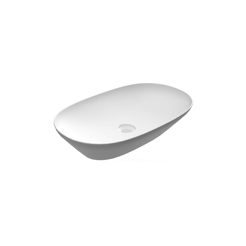 foto del prodotto lavabo ovale allungato da appoggio, bianco