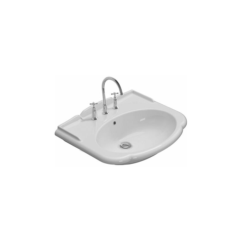 foto del prodotto lavabo paestum sospeso su colonna 71x58 particolare in ceramica