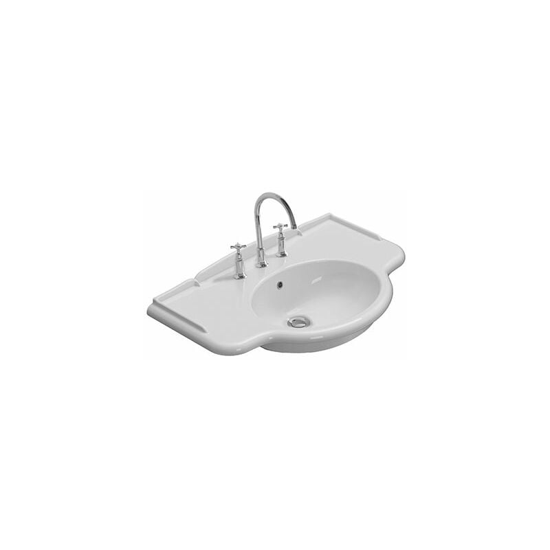 foto del prodotto lavabo paestum sospeso su gambe cm. 90x56 particolare in ceramica