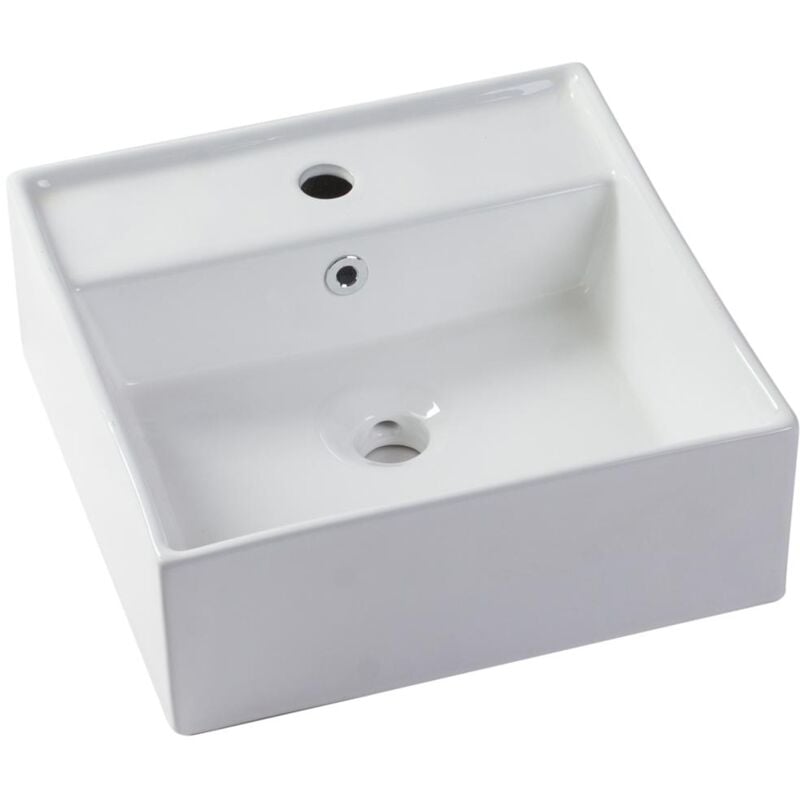 foto del prodotto lavabo quadrato bianco in ceramica 41 cm verini