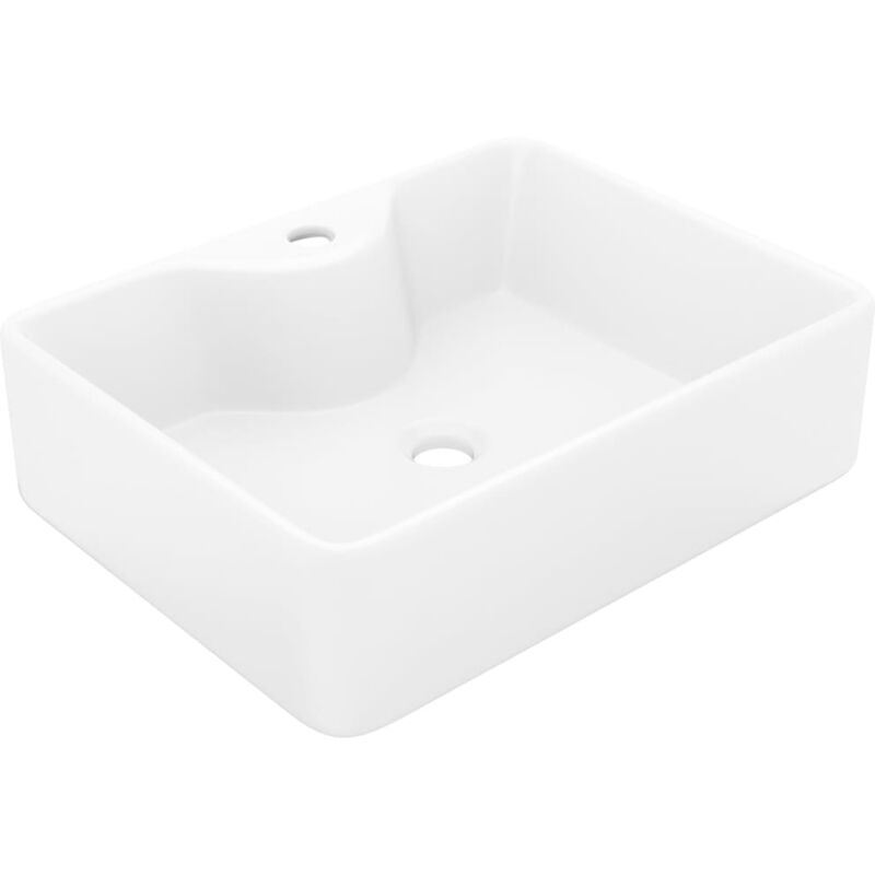 foto del prodotto lavabo quadrato con foro per rubinetto in ceramica 48 x 37 cm per bagno bianco